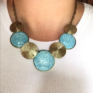 Blue medallion statement necklace